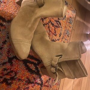 Elegant Tan Suede Heeled Boots for Women